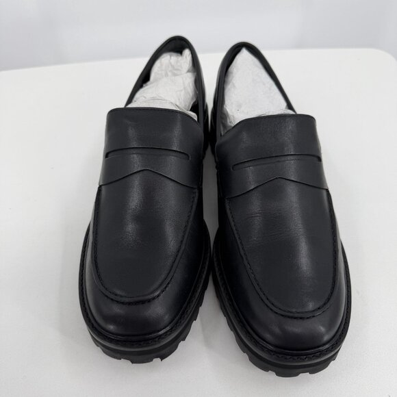 Everlane The Lug Loafer in Black Leather size 11 Women's Chunky Heel - Picture 3 of 9